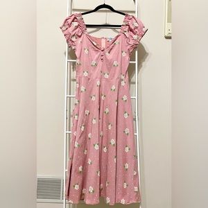 Unique Vintage Ohara Swing Dress Pink Rose